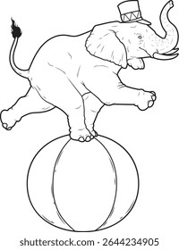 Elephant Circus Ball Animal Vector Graphic Art Illustration