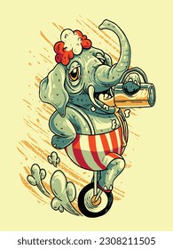 Ilustración del vector del doodle del circo elefante