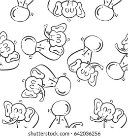 Elephant circus hand draw doodles