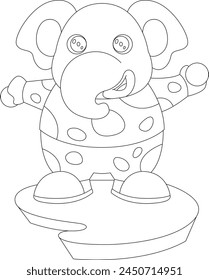 Elephant Clown Animal Vector Graphic Art Illustration