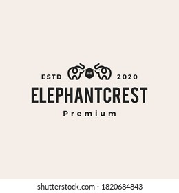 elephant coat of arms hipster vintage logo vector icon illustration