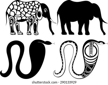 Elephant and cobra tattoo