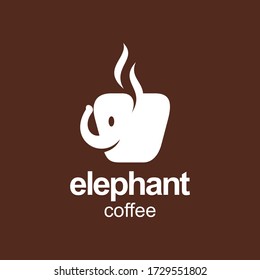 elephant coffee animal logo template design