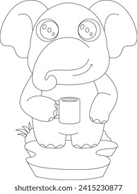 Ilustración de arte gráfico de elefante Coffee Mug Animal Vector