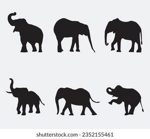 Elephant collection - vector silhouette