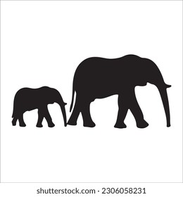 Elephant collection - vector silhouette. black image