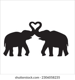 Elephant collection - vector silhouette. black image