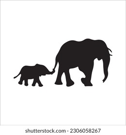 Elephant collection - vector silhouette. black image