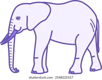 Icono de color de elefante. Ilustración vectorial. Mamífero. Elefante Con Orejas Grandes, Tronco Y Colmillos. Concepto animal