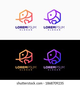 elephant color logo design vector