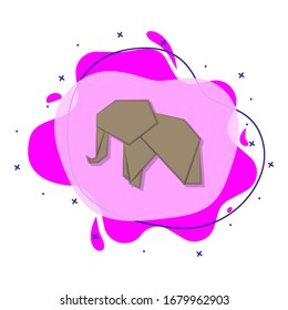 Elephant colored origami style liquid bacdge icon. Simple color vector of oriqami animals icons for ui and ux, website or mobile application