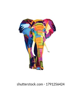 
An elephant with a colorful design style. logos, icons and backgrounds. vector