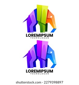 elephant colorful gradient logo design 