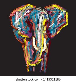 Elephant colorful stroked art illustration 