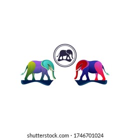 Elephant with colorful style design vector template