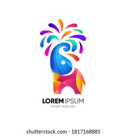 Elephant Colorfull Logo Design Vector