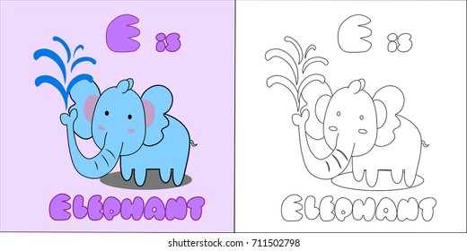 elephant coloring book animal. vector cartoon illustration