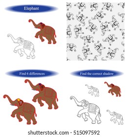 Elephant. Coloring book for children. 