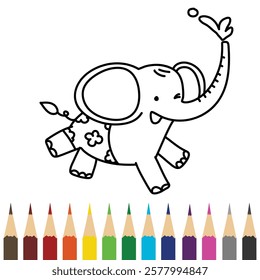 elephant coloring book design illustration 