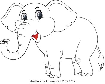 Elephant Coloring book vector art illustration