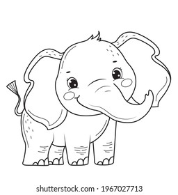 Elephant for coloring book.Line art design for kids coloring page. Coloring page outline of cartoon elephant.
