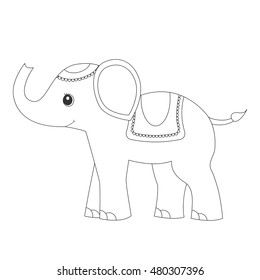 Elephant for coloring book.Vector illustration.isolated on white background.