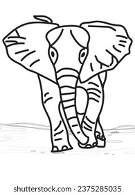 Página de color del elefante con fondo