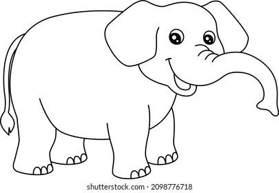 Elephant Coloring Page Isolated for Kids