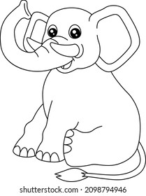 Elephant Coloring Page Isolated for Kids