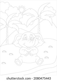 Elephant Coloring Page Kids Stock Vector (Royalty Free) 2080475443 ...