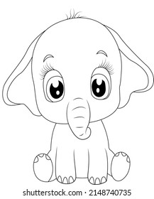 Elephant Coloring Page Kids Stock Vector (Royalty Free) 2148740735 ...