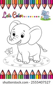 Elephant Coloring Page for Kids Fun Animal Outline Design for Creative Activities