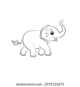 Elephant coloring page for kids Hand drawn elephant outline illustration  svg