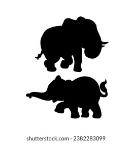 Elephant coloring page for kids Hand drawn elephant outline illustration, Set of elephant character silhouette
 svg