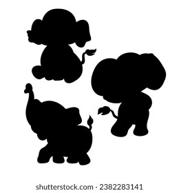 Elephant coloring page for kids Hand drawn elephant outline illustration, Set of elephant character silhouette
 svg