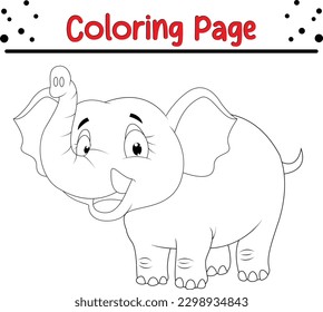 elephant coloring page. Outlined baby elephant. Vector line art illustration coloring book
