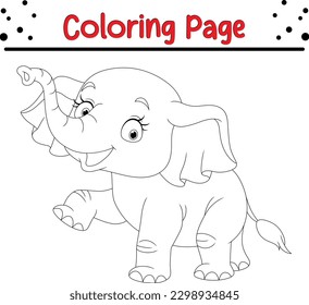 elephant coloring page. Outlined baby elephant. Vector line art illustration coloring book