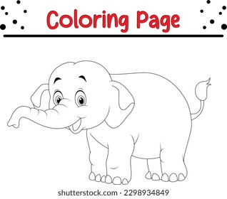 elephant coloring page. Outlined baby elephant. Vector line art illustration coloring book