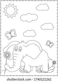 Elephant. Coloring page. Vector illustration.