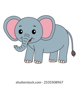 Elephant coloring pages for kids. Trace and color elephant. Animal outline illustration. Coloring page outline of cute elephant. Elephant tracing worksheet. Kindergarten and preschool activity.