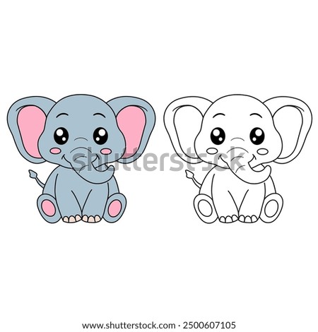 Elephant coloring pages for kids. Trace and color elephant. Animal outline illustration. Coloring Page Outline of Cute Elephant. Elephant tracing worksheet. Kindergarten and preschool activity.
