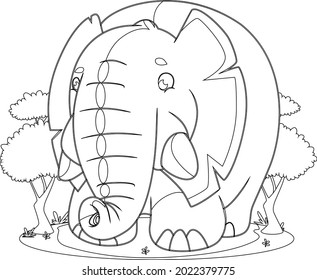 Elephant Coloring Pages With Line Art Design Hand Drawing Sketch Vector illustration For Adult And Kids Coloring Book