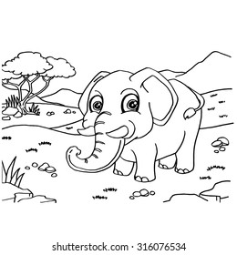 Elephant Coloring Pages Vector
