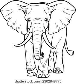 A Elephant, a colouring book for kids, easy to colour, vector illustration, Vector, Annimals