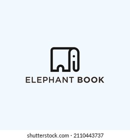 elephant combination with book logo design vector illustration