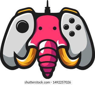 elephant combination with game controller logo