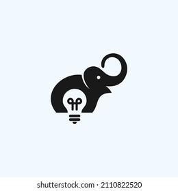 intelligentes Elefantenlogo. Glühbirnen-Logo
