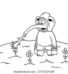 elephant comic cartoon coloring page illustration
