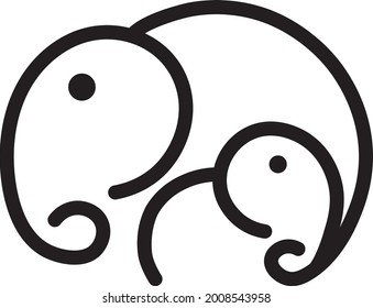 Elephant communication parent baby logo design