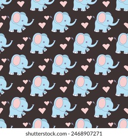 Elephant Companions Seamless Vector Pattern Design